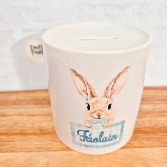 Money box. Bunny blue