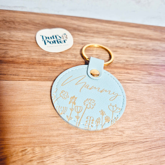 Personalised vegan leather keyring