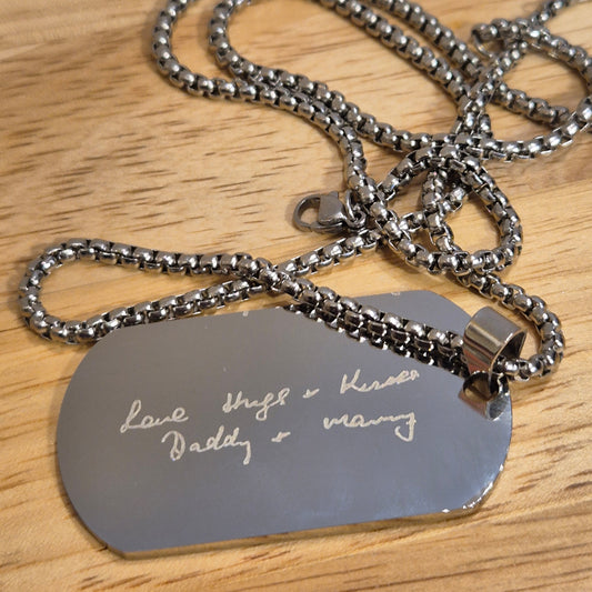Personalised Their writing dogtag necklace s/s