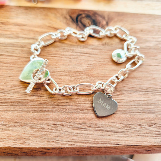Silver plated link bracelet with heart - A Perfect Gift