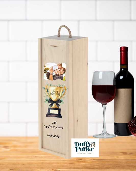Personalised Picture Fathers Day Keepsake wine box