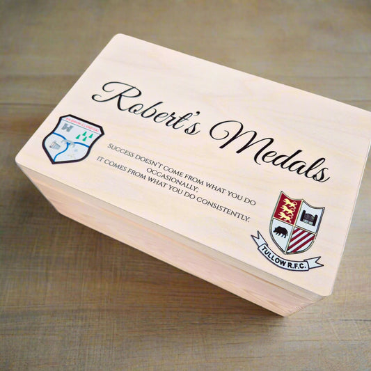 Handcrafted Personalised Wooden Medal Box – Celebrate Achievements in Style