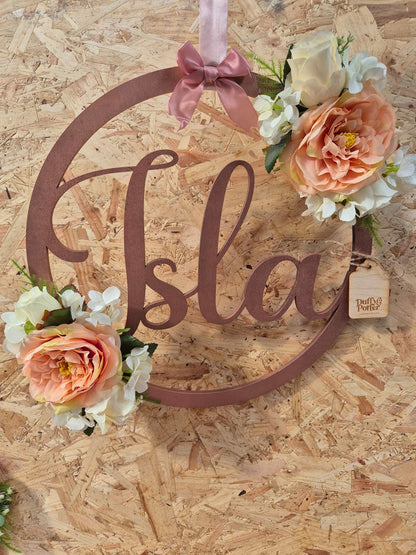Floral Name Hoop, ideal for walls, doors and occasions