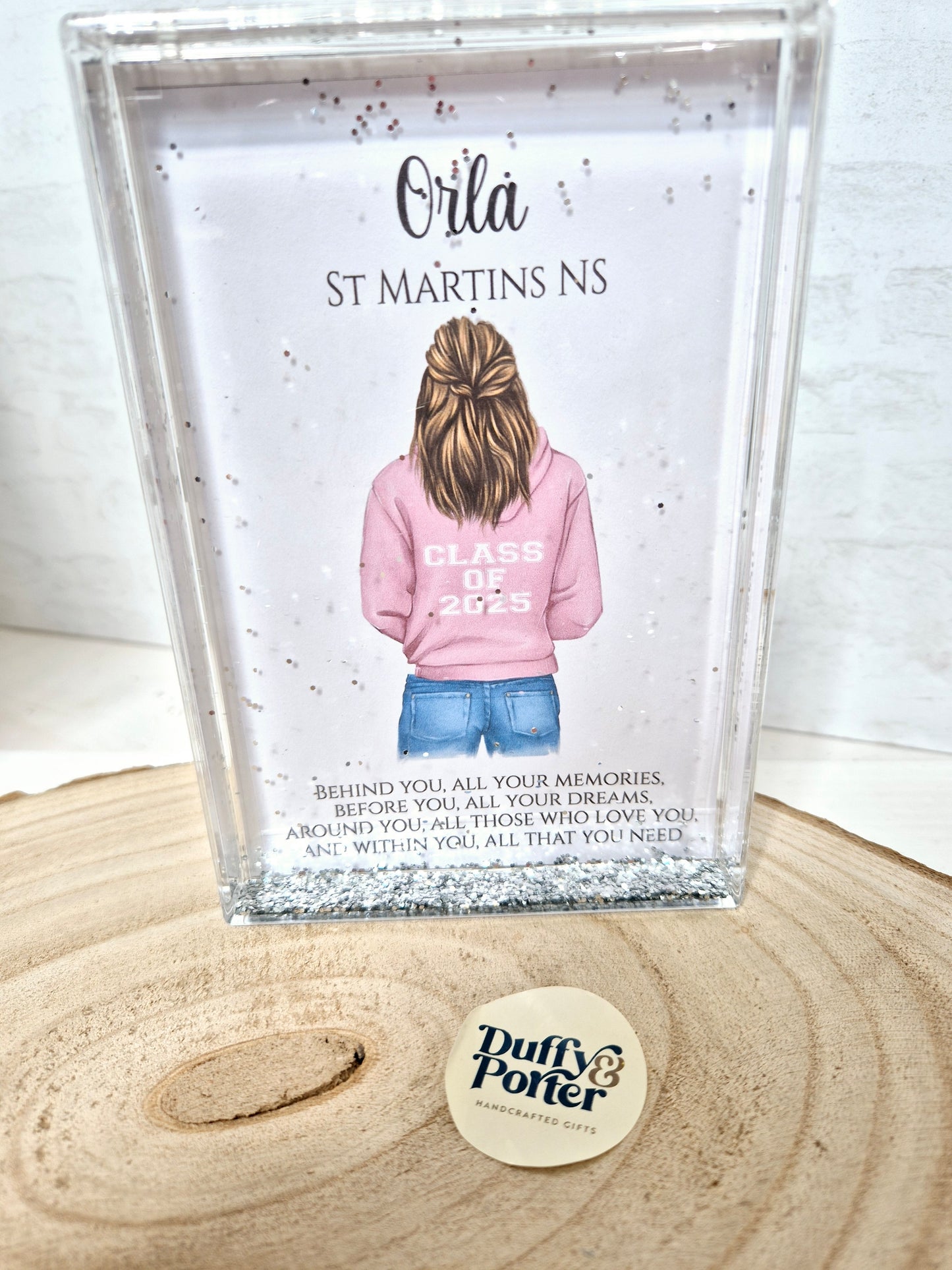 Personalised School Graduation Glitter Block