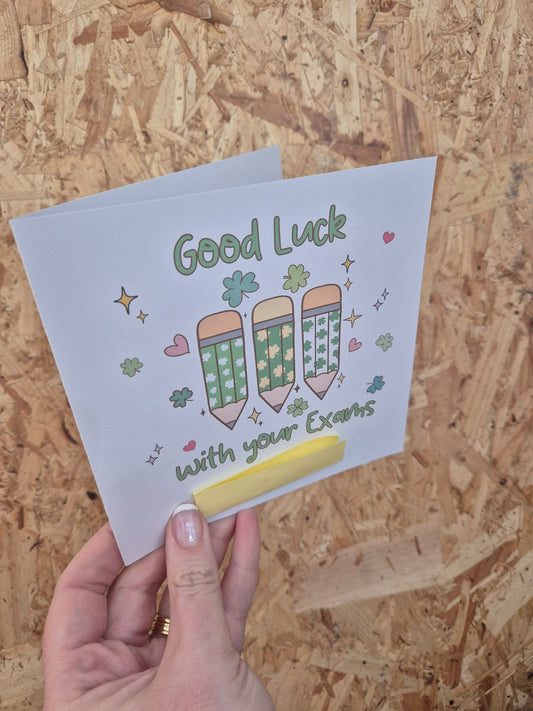 Good luck with your exams personalised card clover