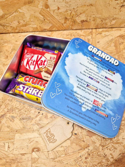 Personalised Grandad Father's Day tin full of chocolate