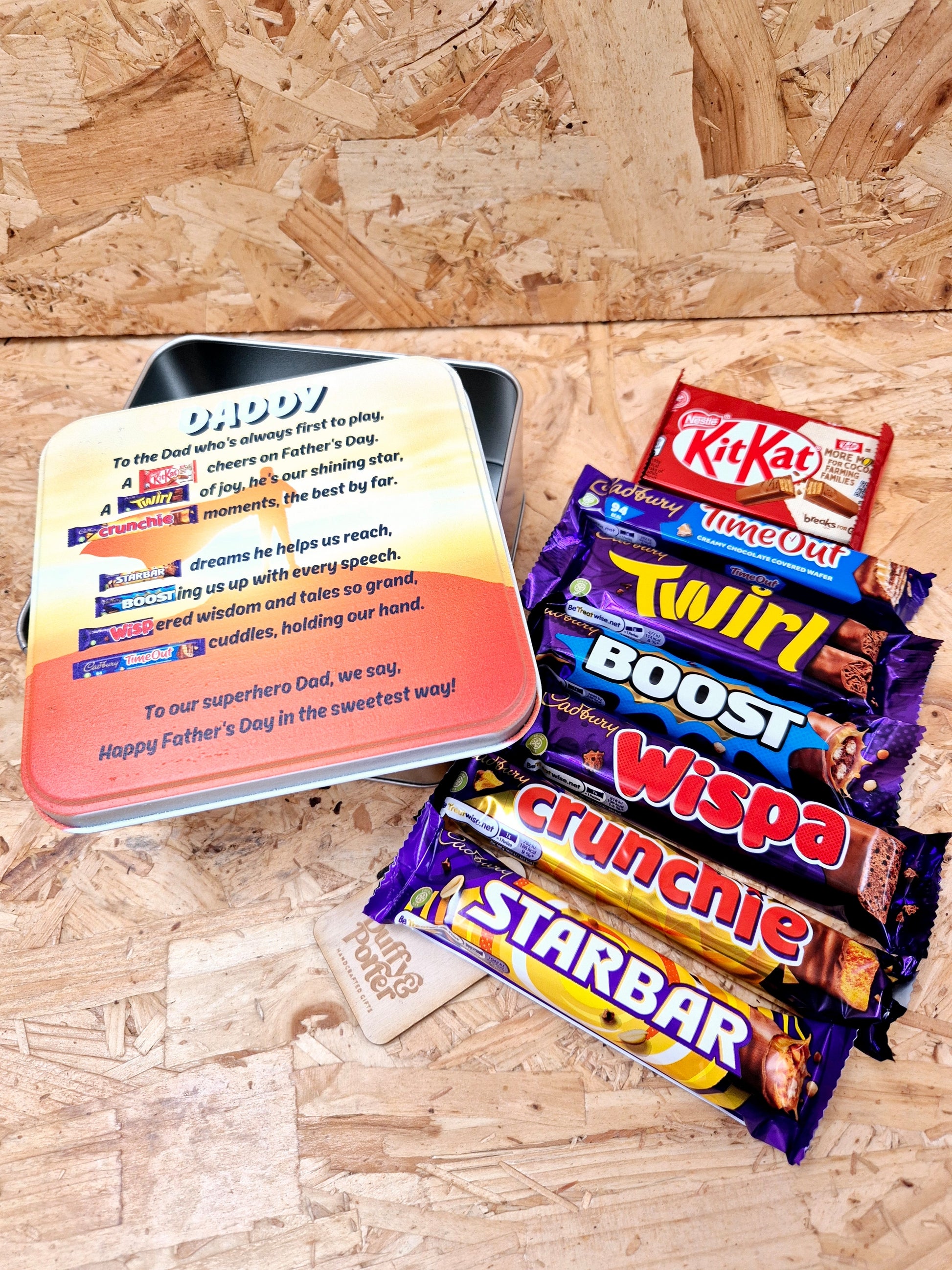 Personalised Father's Day tin full of chocolate