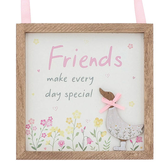 Ditsy Ducks Hanging Square Plaque Friends