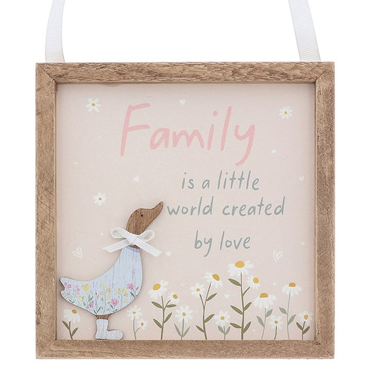 Ditsy Ducks Hanging Square Plaque Family