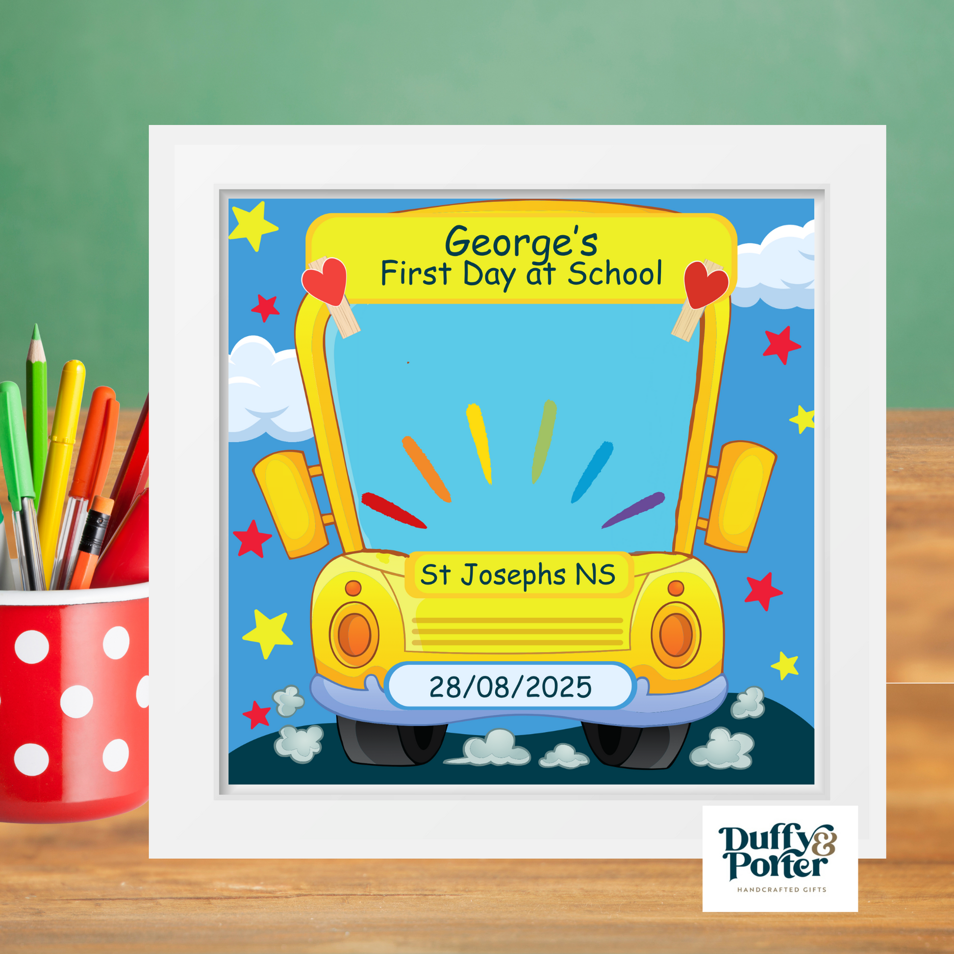 Personalised First Day of School/Preschool Frame Bus Design