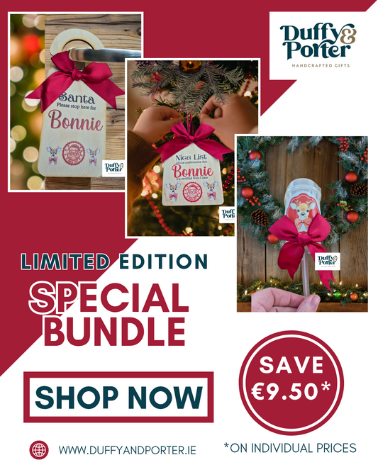 Limited Edition Christmas Keepsake Collection, Personalised Birch Set with Reindeer Food Popper