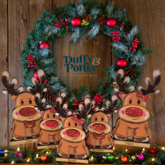 Personalised Reindeer Christmas Decoration – Hand-Drawn by Maria