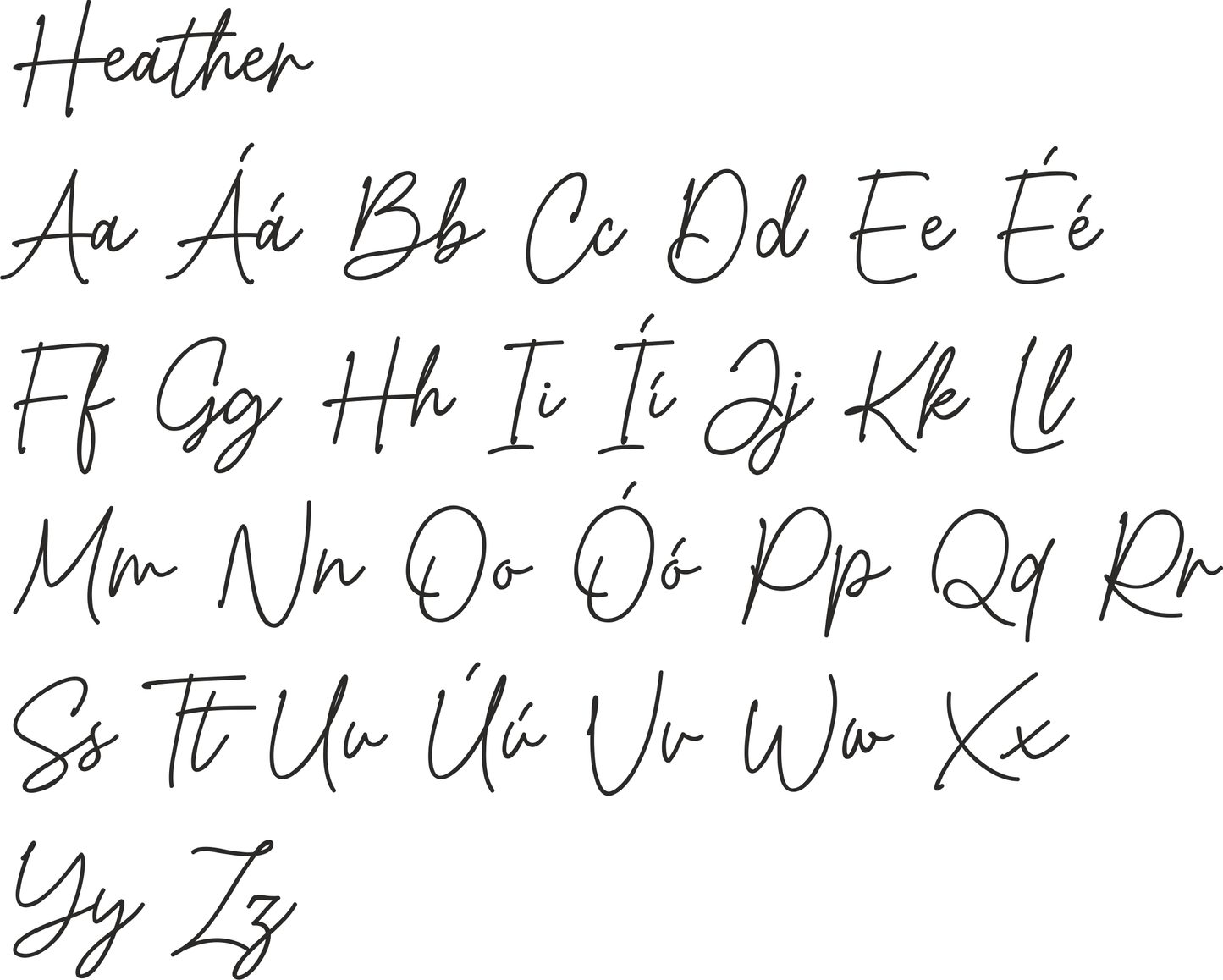 Alphabet in cursive handwriting on a white background