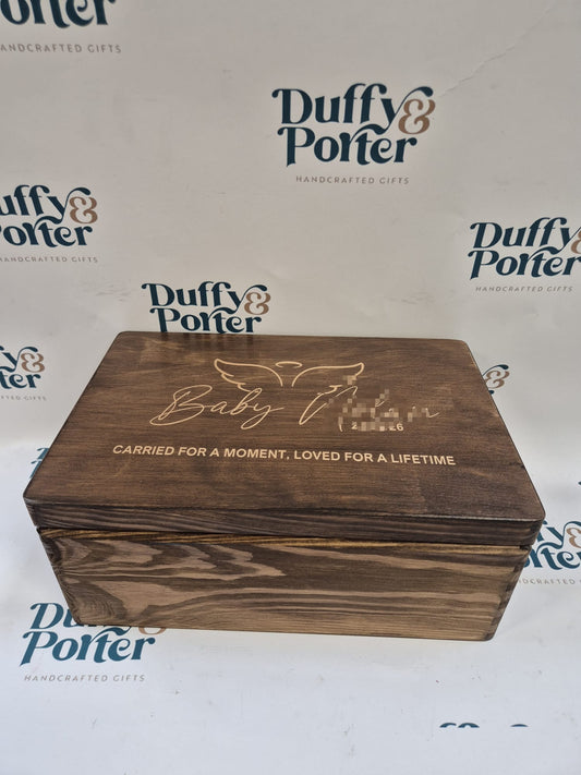 A solid wood memory box for Miscariage