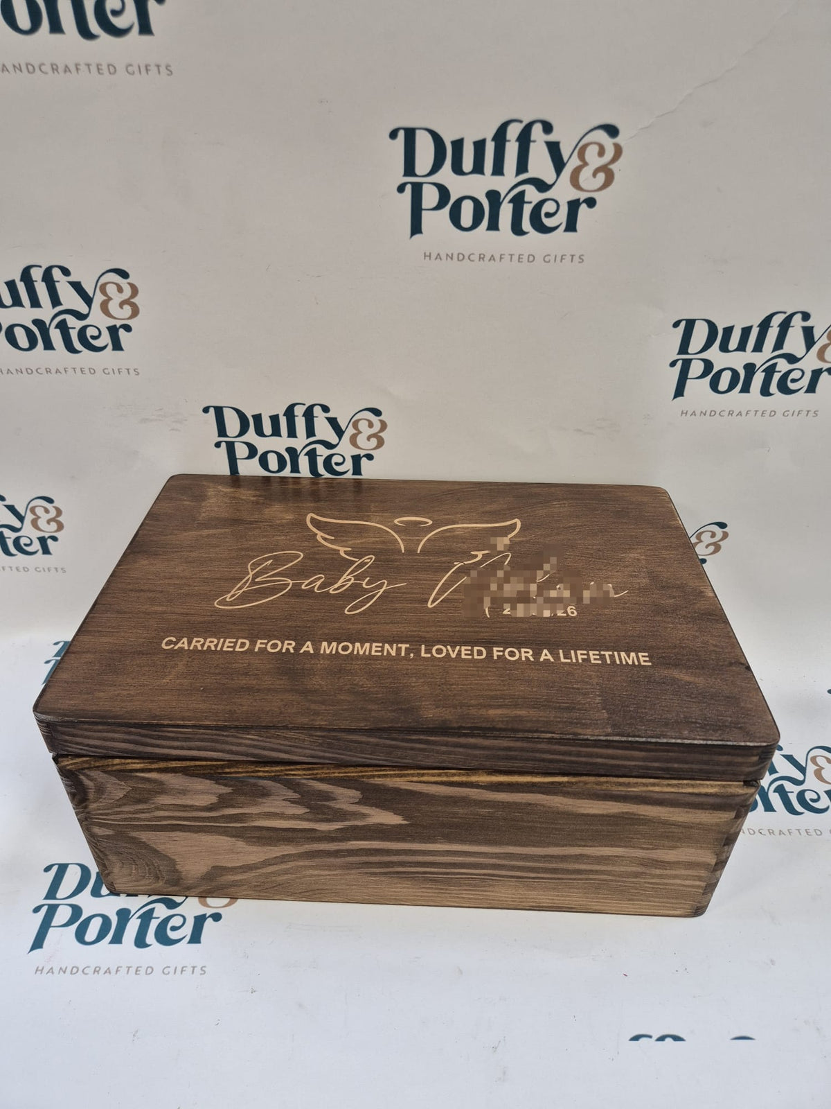 A solid wood memory box for Miscariage