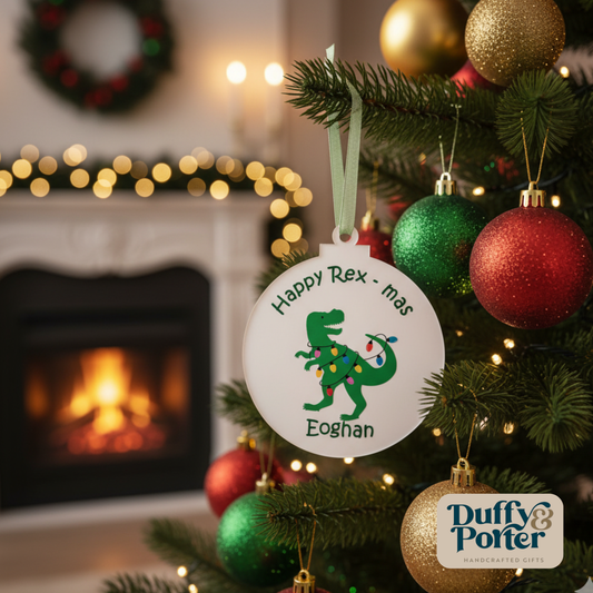 Personalised Rex-Mas Dino Christmas Tree Decoration
