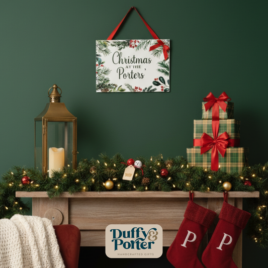 Personalised Winter leaves Christmas Sign