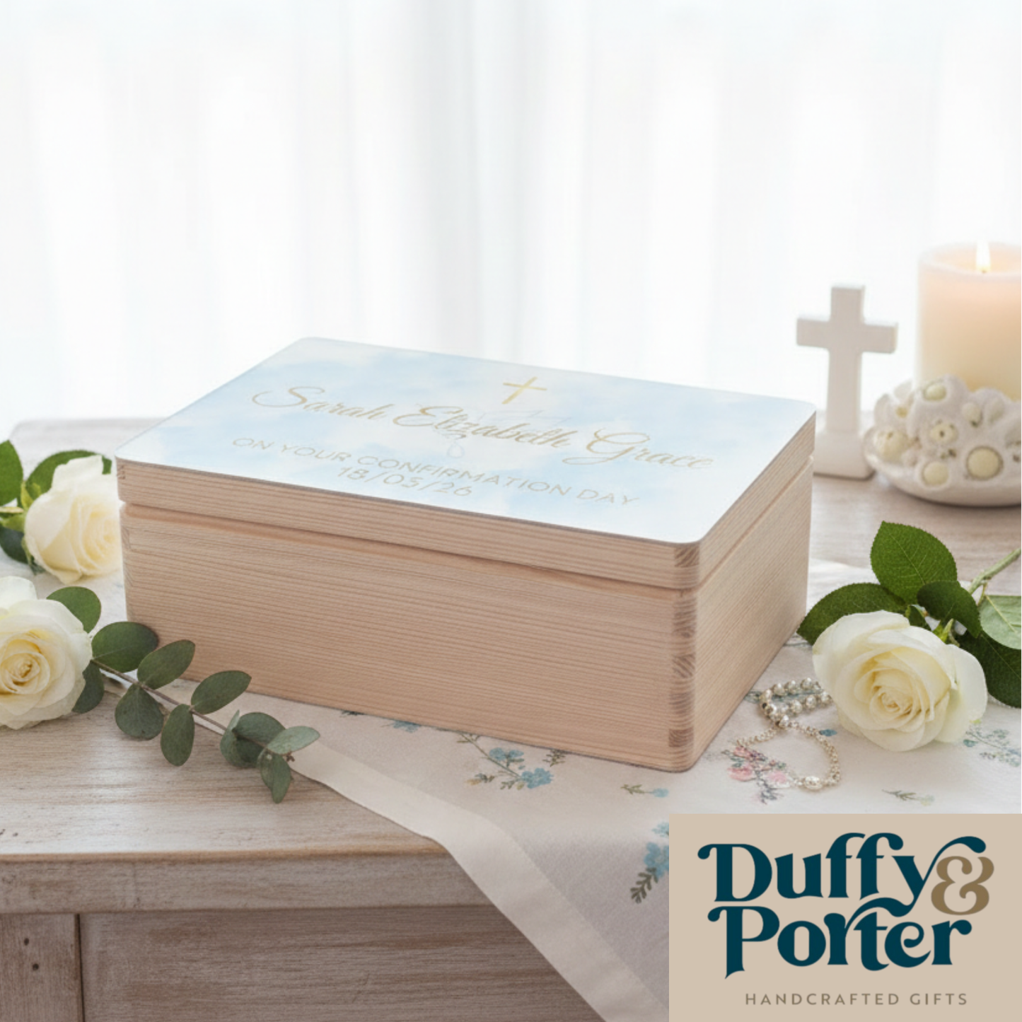 Blue Splash Wooden Keepsake Box