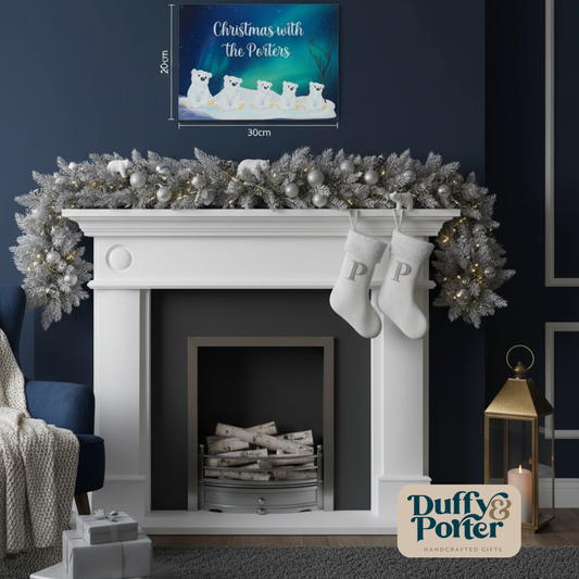 Personalised Polar Bear Family Christmas sign
