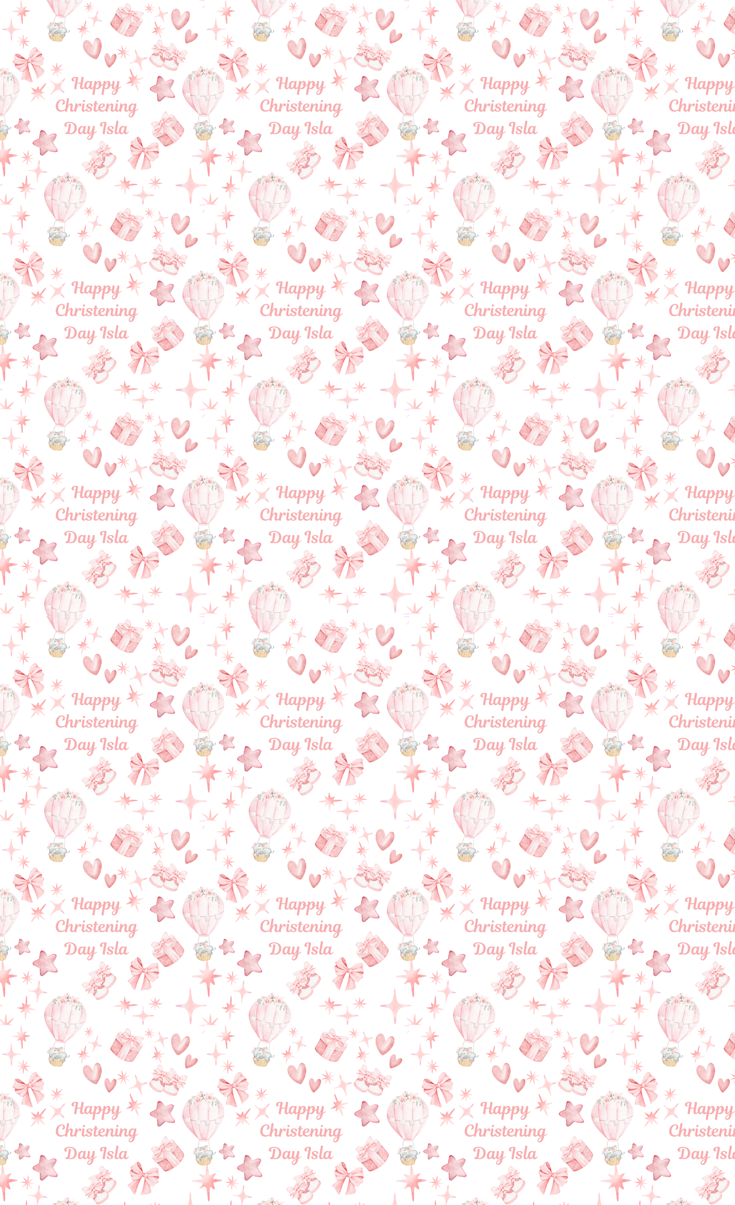 Personalised Eco-Friendly Wrapping Paper - Pink bows and Balloons