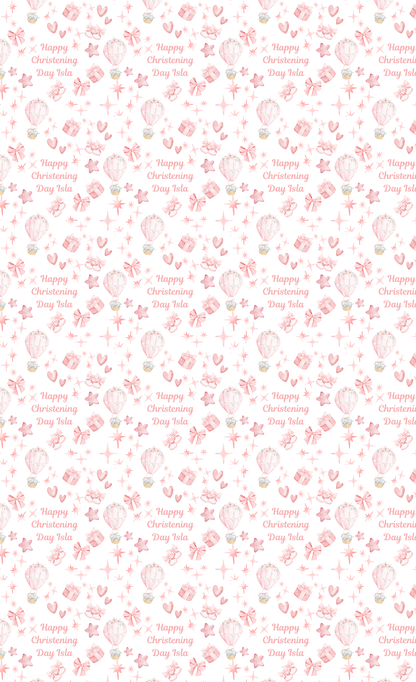 Personalised Eco-Friendly Wrapping Paper - Pink bows and Balloons