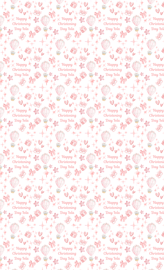 Personalised Eco-Friendly Wrapping Paper - Pink bows and Balloons