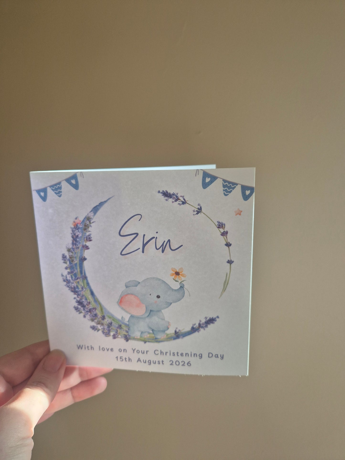 Personalised Christening Card Purple