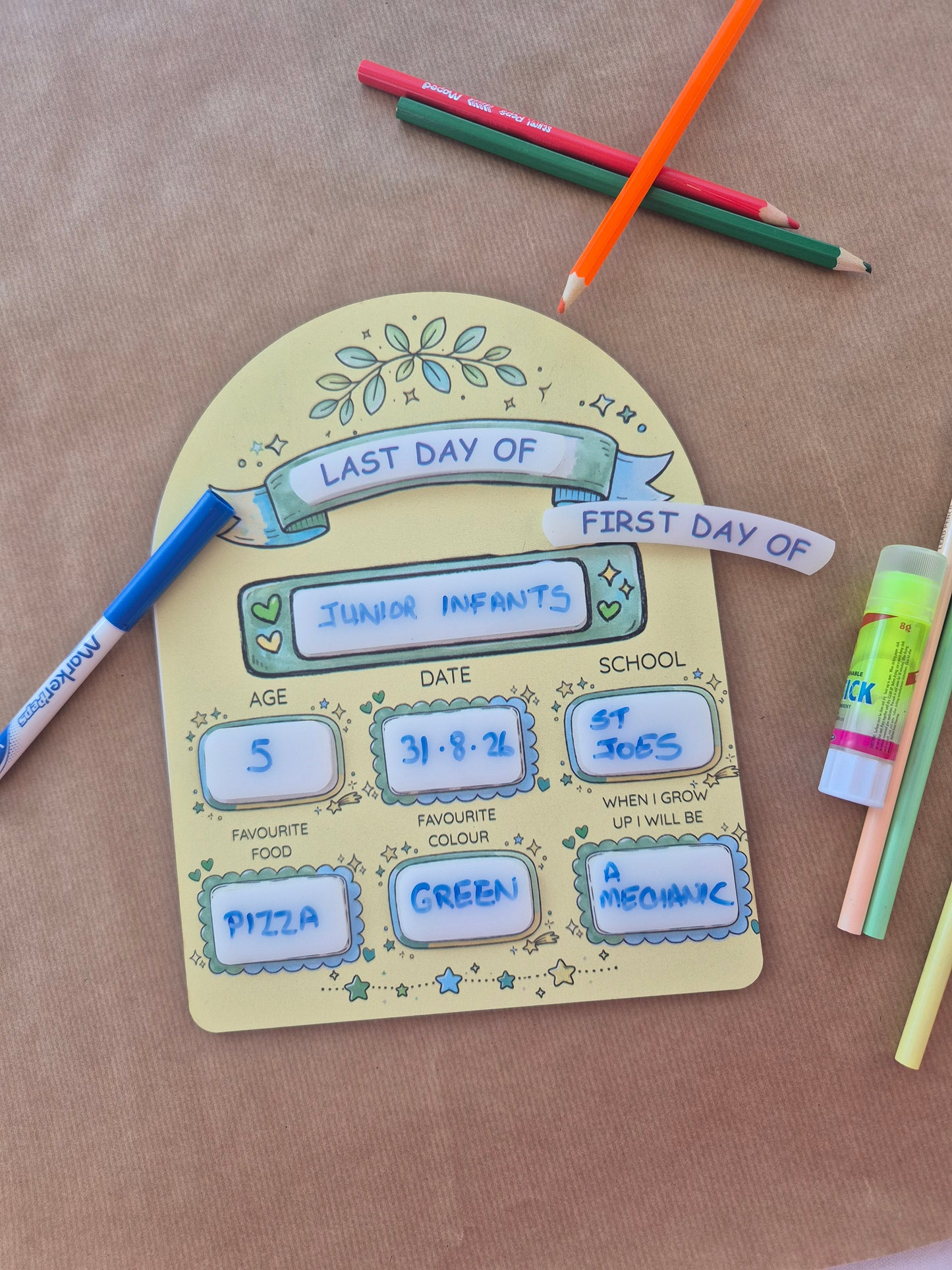 Reusable First Day & Last Day of School Milestone Sign | Back to School Gift. Blue