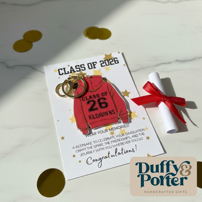 Personalised Class of 26 Hoodie Keyring– A Keepsake for the next chapter