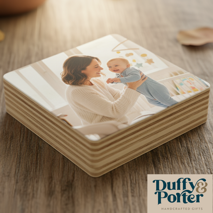 Scandinavian Birch Wooden Photo Block Square