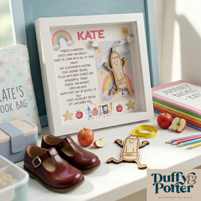 Personalised "First Day at School" frame and keepsake – Handcrafted in Ireland