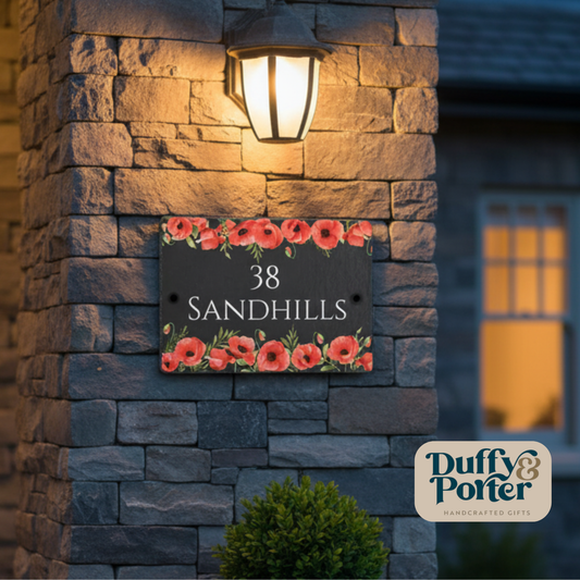 Slate House Sign - Poppy