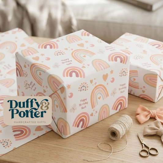Personalised Eco-Friendly Wrapping Paper - Boho Rainbow