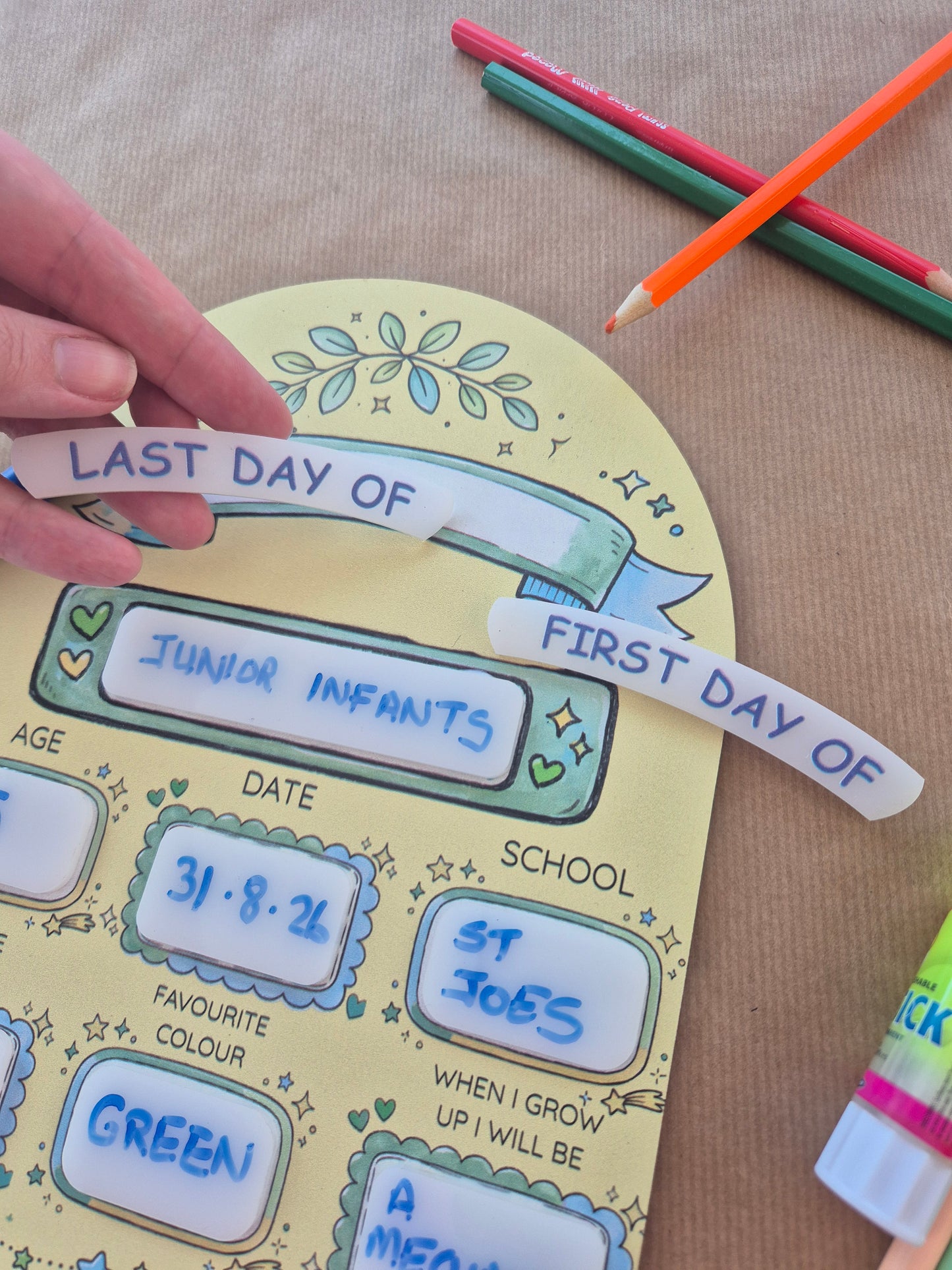 Reusable First Day & Last Day of School Milestone Sign | Back to School Gift. Blue