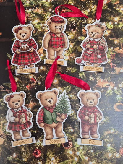 Personalised Teddy Christmas Hanging Decoration