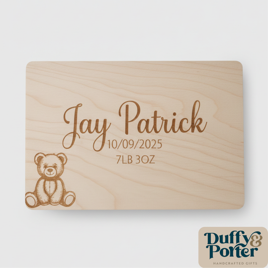 Keepsake Box Teddy Natural Wood Engraved