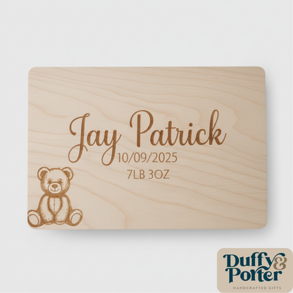 Keepsake Box Teddy Natural Wood Engraved