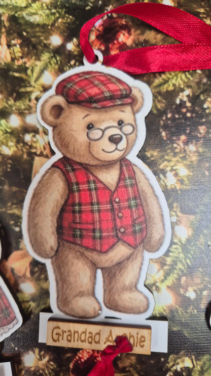 Personalised Teddy Christmas Hanging Decoration