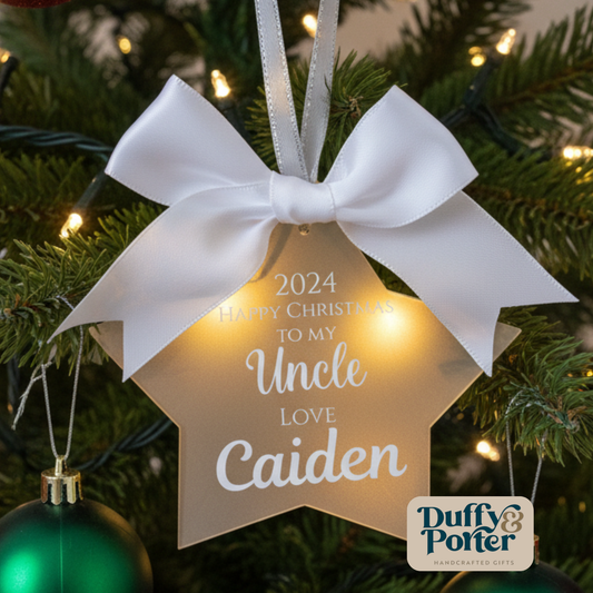 Personalised Uncle Christmas Star Decoration