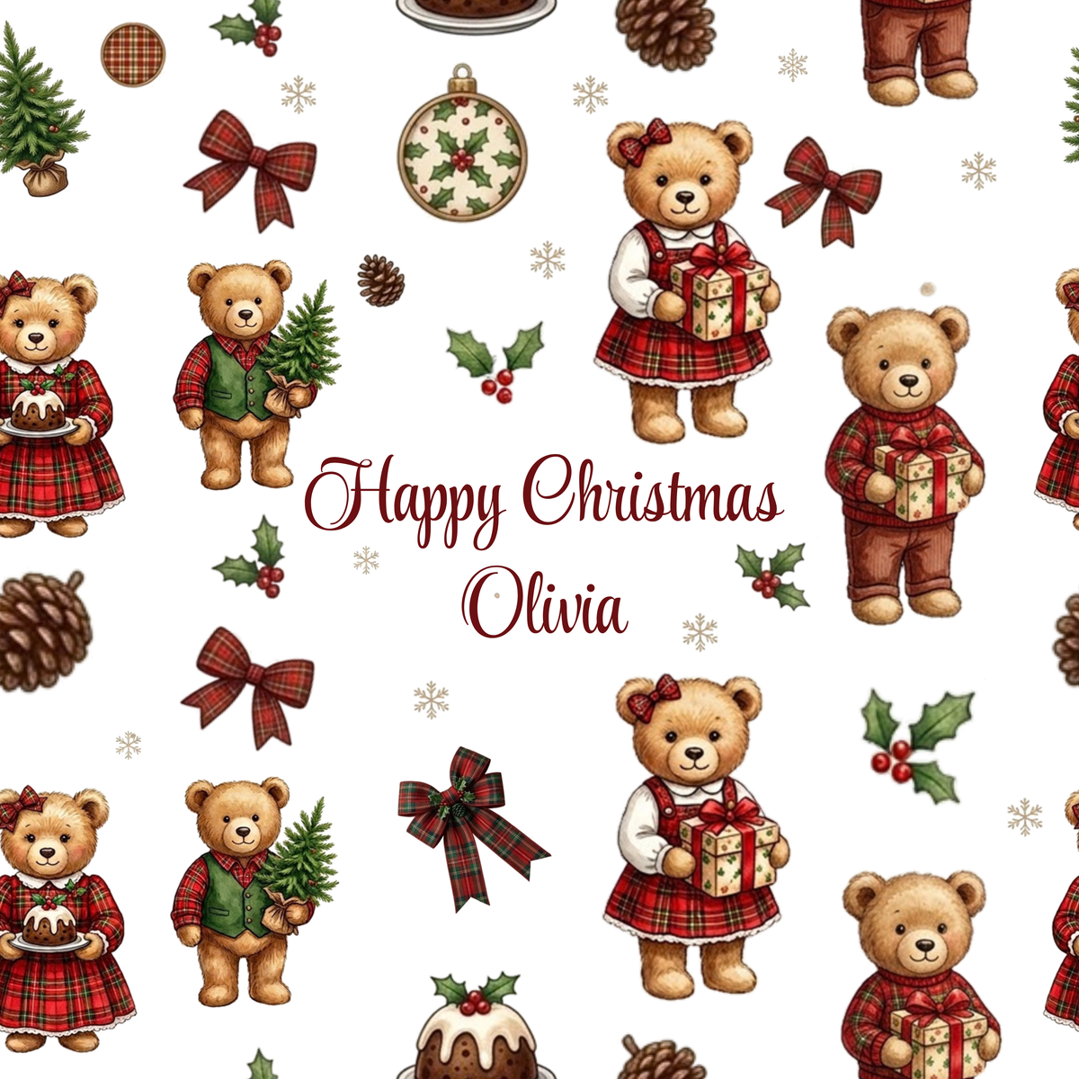 Personalised Christmas Teddy Wrapping Paper | Eco-Friendly Gift Wrap Ireland
