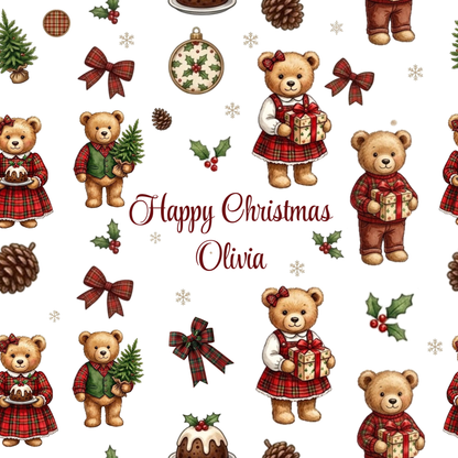 Personalised Christmas Teddy Wrapping Paper | Eco-Friendly Gift Wrap Ireland