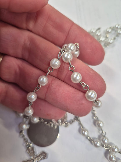 Personalised rosary bead chain and wooden box various colours