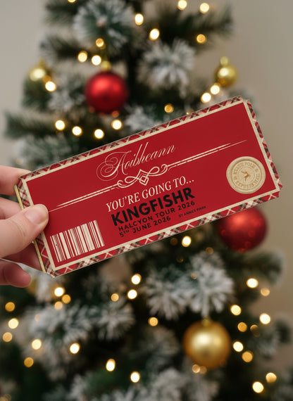 Personalised Clear Acrylic Ticket – Printed Keepsake Reveal Tartan