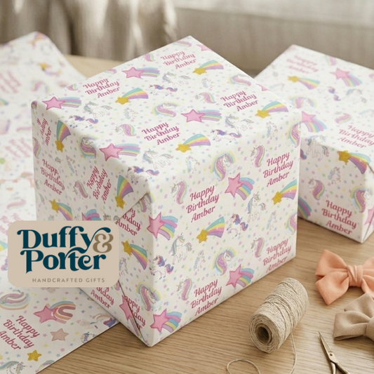 Personalised Eco-Friendly Wrapping Paper - Unicorn
