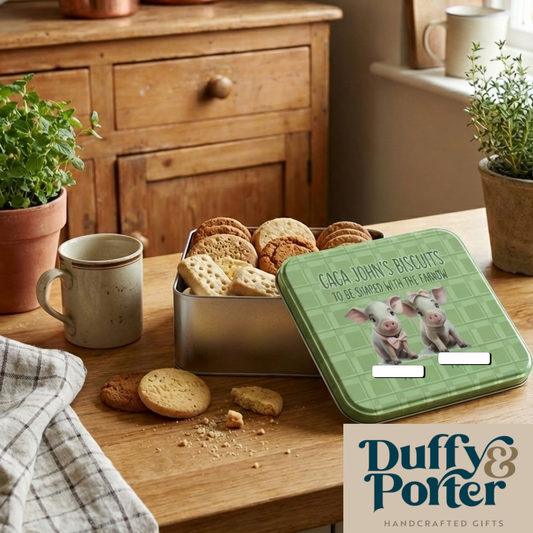 Personalised Biscuit Tin - Piglets Farrow