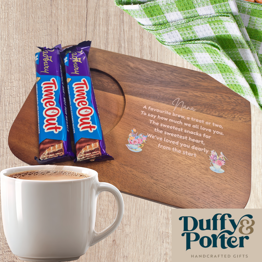 Acacia Personalised Tea/Coffe snack board with Timeouts