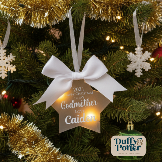Personalised Godmother Christmas Star Decoration