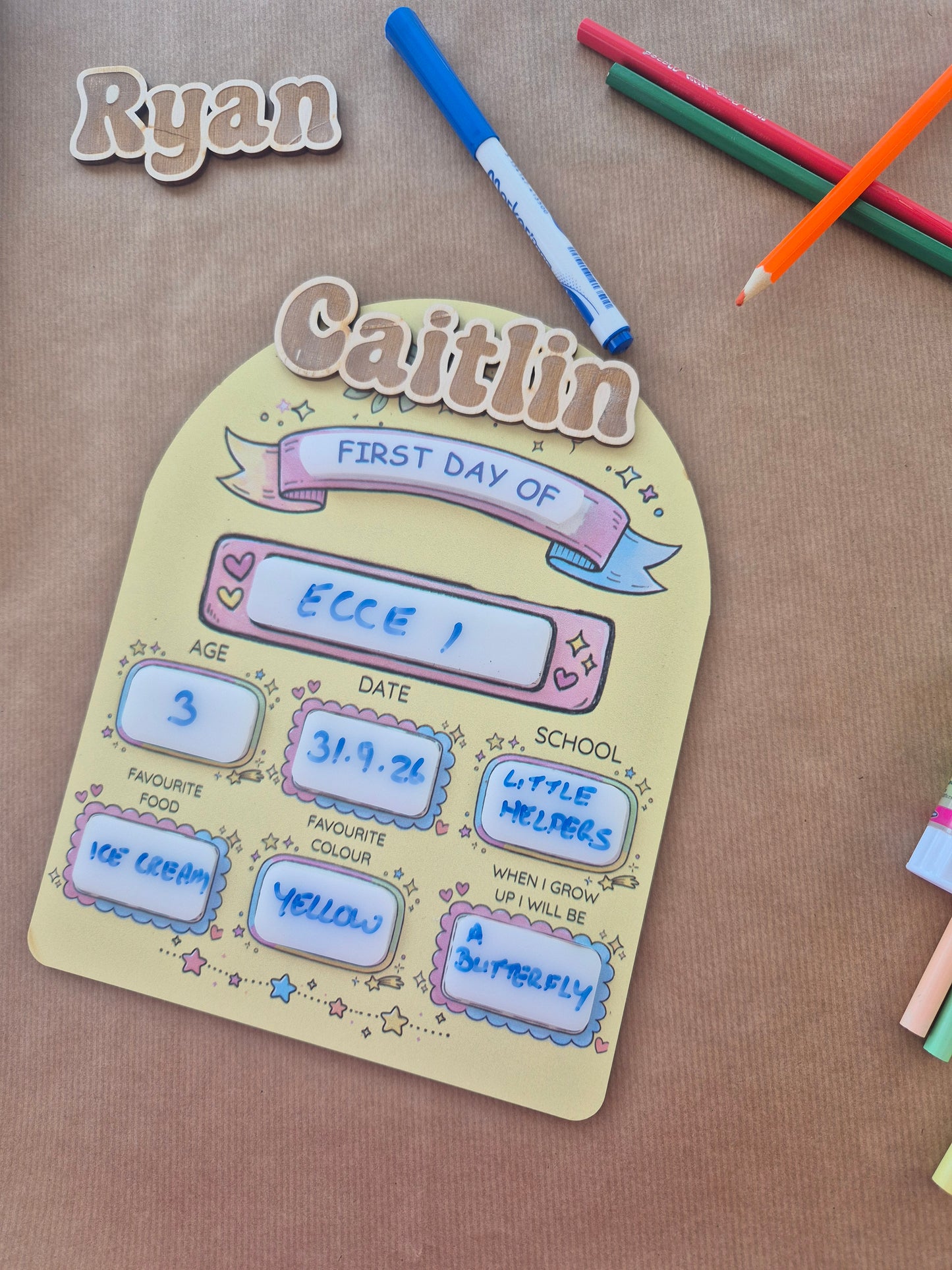 Reusable First Day & Last Day of School Milestone Sign | Back to School Gift. Pink