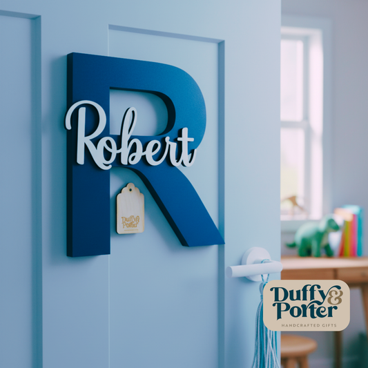 Strong Blue Initial with Name