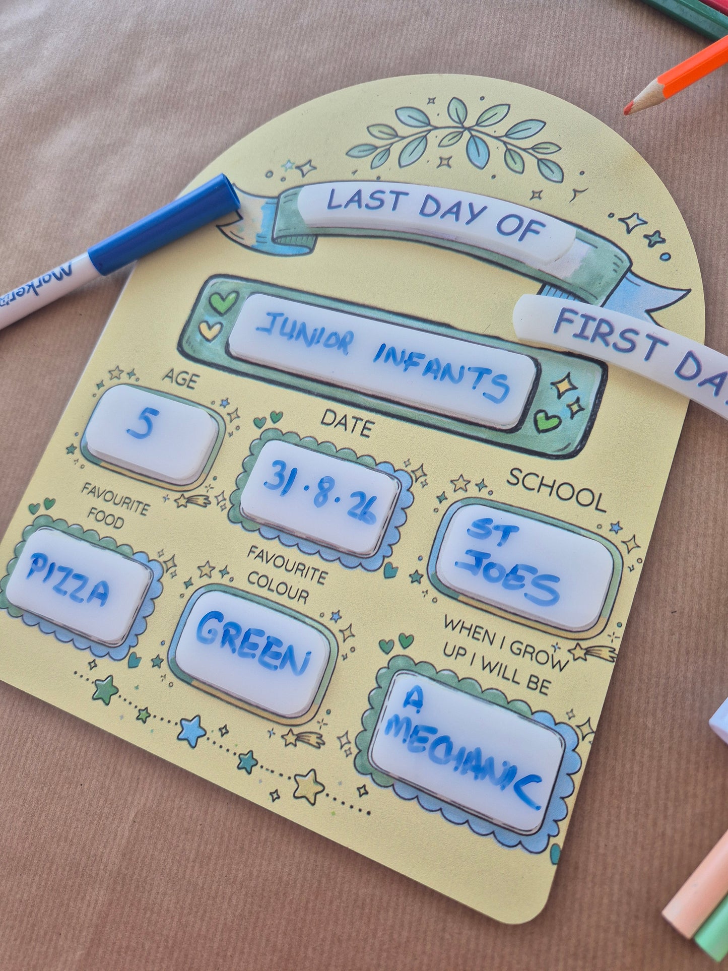 Reusable First Day & Last Day of School Milestone Sign | Back to School Gift. Blue